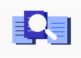 Magnifying glass observing documents